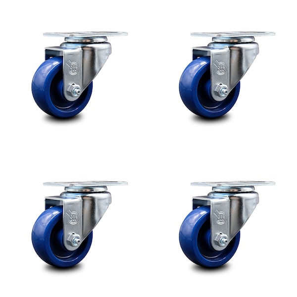 3 Inch Solid Polyurethane Wheel Swivel Top Plate Caster Set